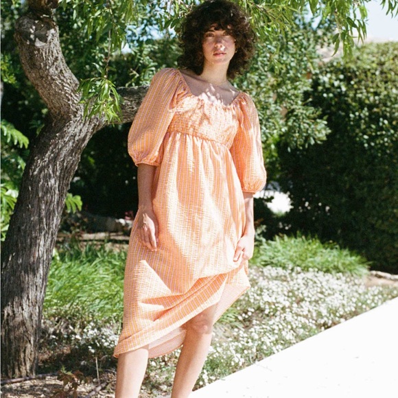 Nobody’s Child Orange and Pink Stripe Midi Dress - Picture 4 of 6